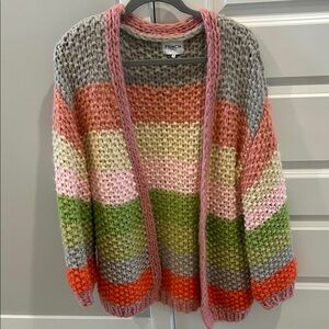 FRNCH Colorful Striped Knit Cardigan